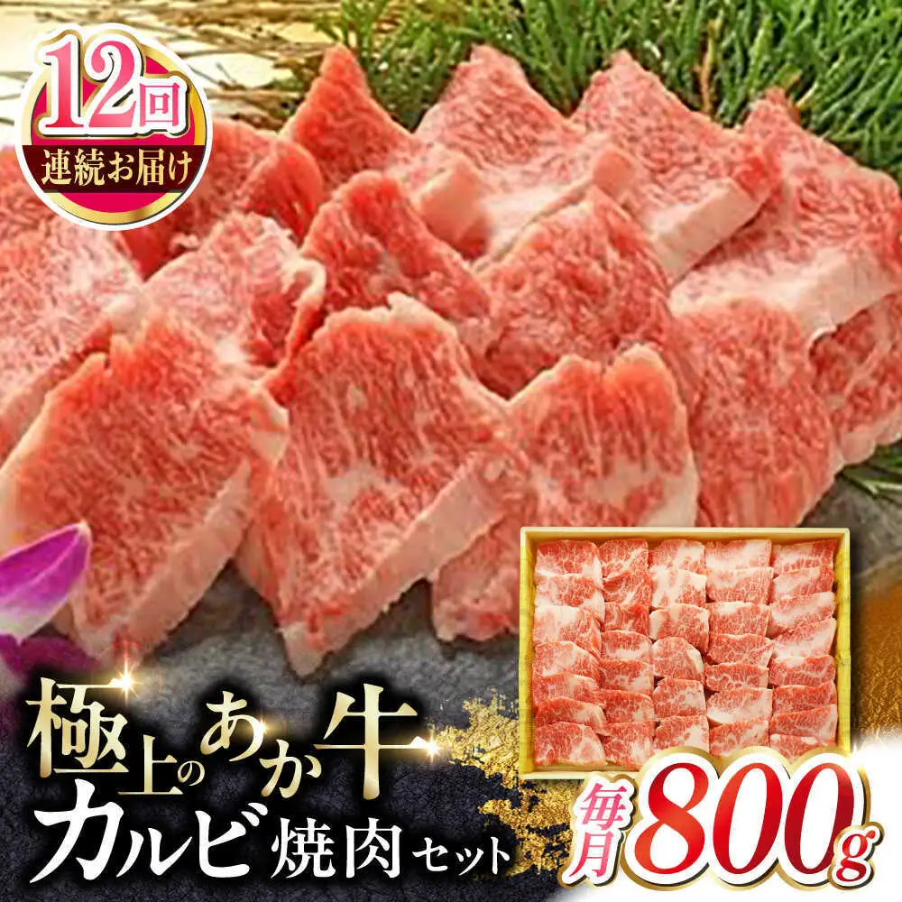 【全12回定期便】あか牛カルビ焼肉セット 約800g あか牛カルビ焼肉[AYCQ054]