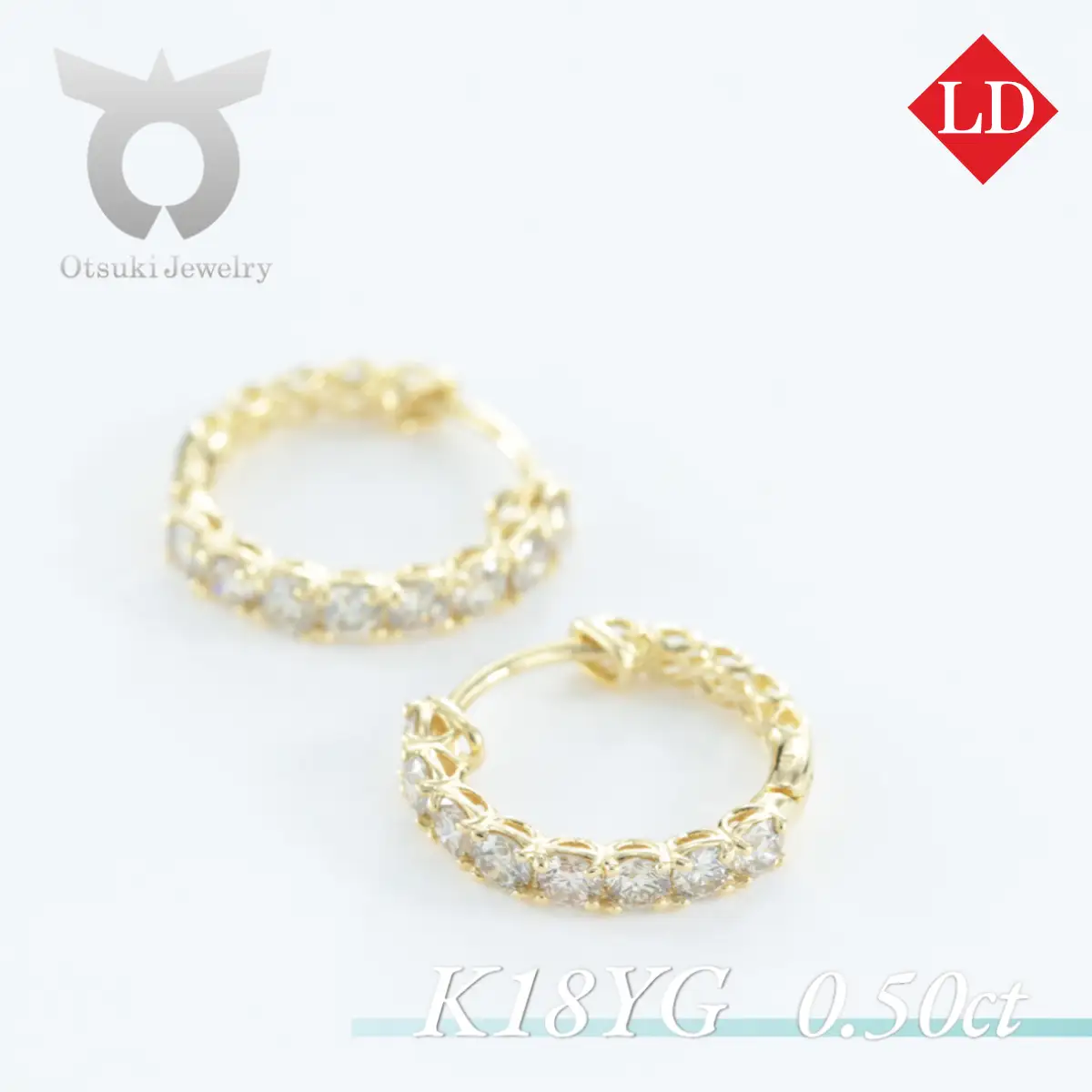 K18YG　ラボグロウンダイヤモンド　ピアス　0.50ct　LDP17784B　K18　DIA　PE