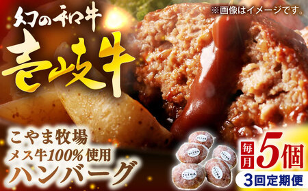 【全3回定期便】こやま牧場の壱岐牛ハンバーグ（化粧箱５個入）≪壱岐市≫【こやま牧場】 冷凍配送 贅沢 肉 雌牛 ギフト[JGG009]