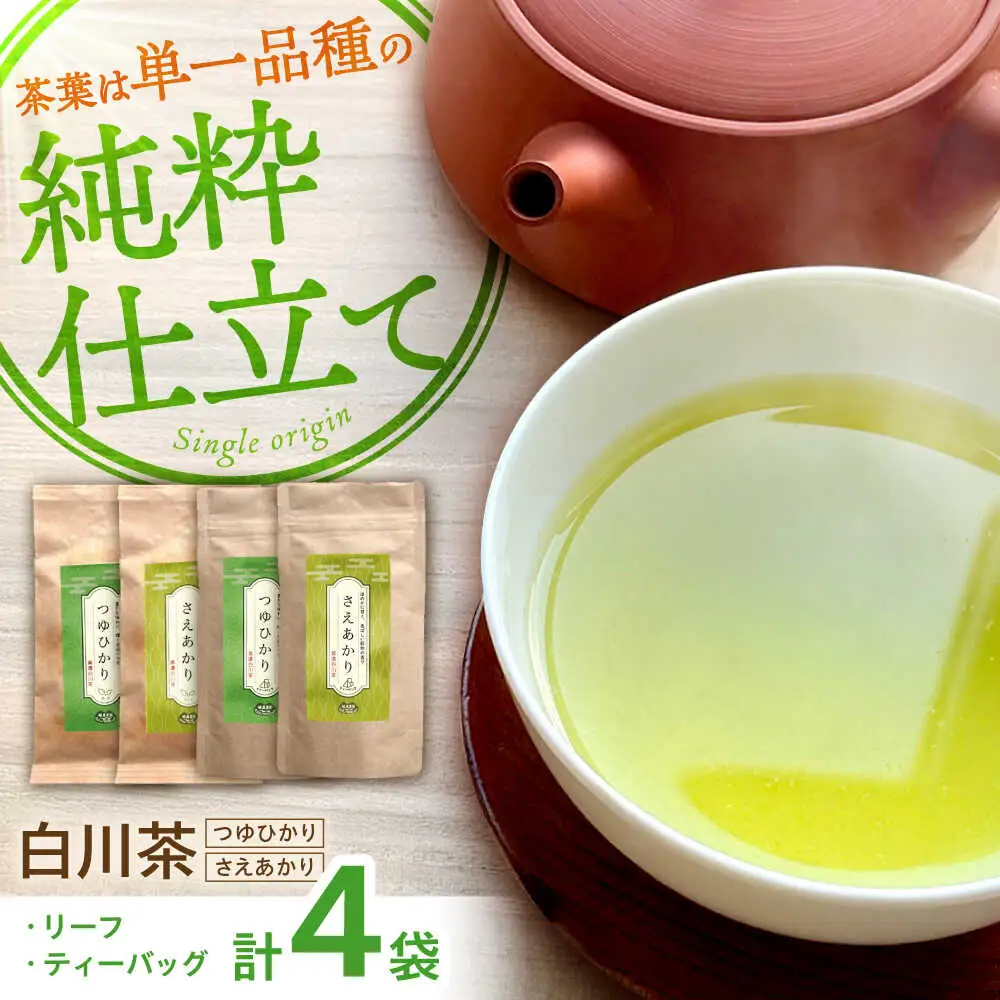 煎茶 リーフ/ティーバッグセット　【つゆひかり・さえあかり】　各1袋 お茶 煎茶 国産 セット 岐阜 白川町 / 健康農園[AWBW003]