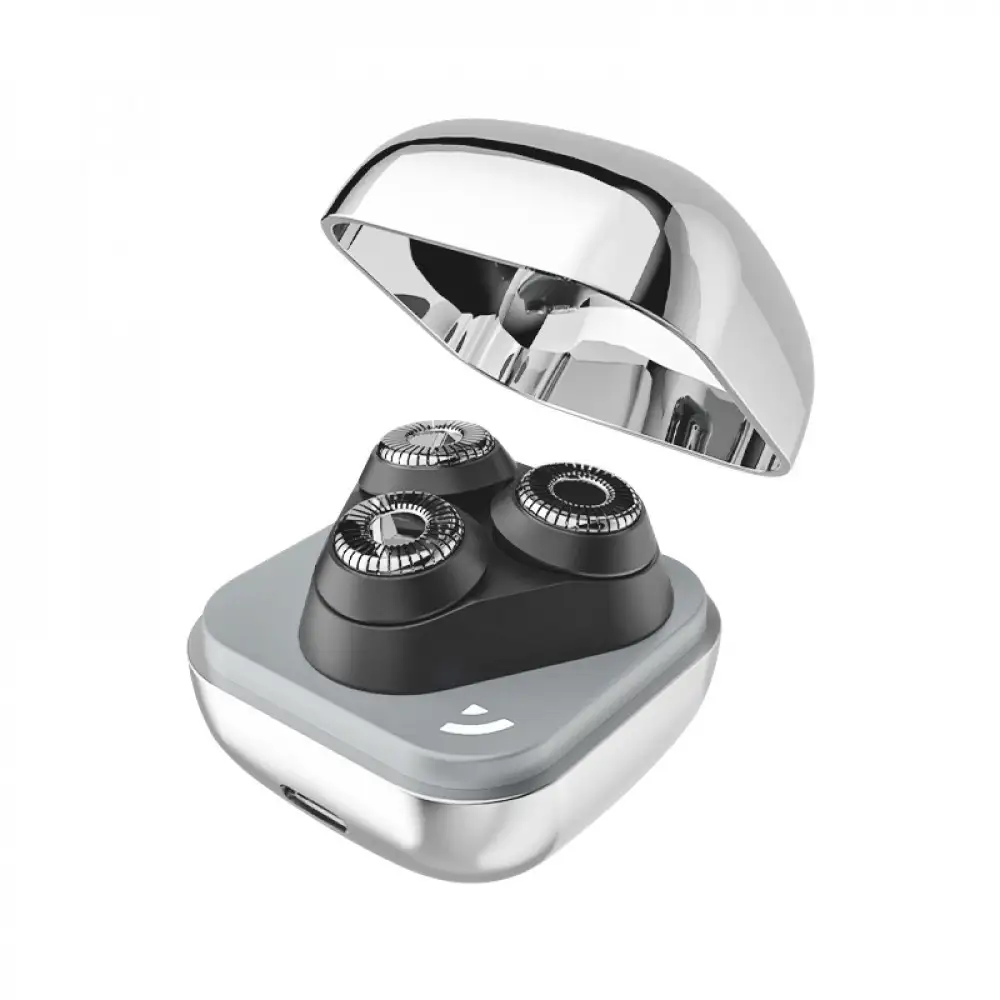 2025年新発売 髭剃り 電気シェーバー メンズ ＜ シルバー＞ひげそり USB充電式 IPX7 防水防滴 コードレス 男性 深剃り 回転刃 3枚刃 コンパクト ポータブル Type-C タッチ制御 シェービング 高速モーター 静音作動 いつでも清潔 肌にやさしい 携帯便利 海外対応 1年間安心保証付き