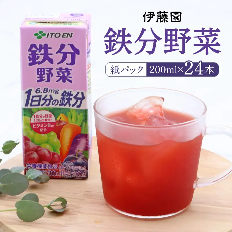 【10営業日以内発送】伊藤園 鉄分野菜 紙パック 200ml 24本 スピード発送 紙パック 野菜ジュース 伊藤園 鉄分野菜 野菜ジュース　013-G-IT013