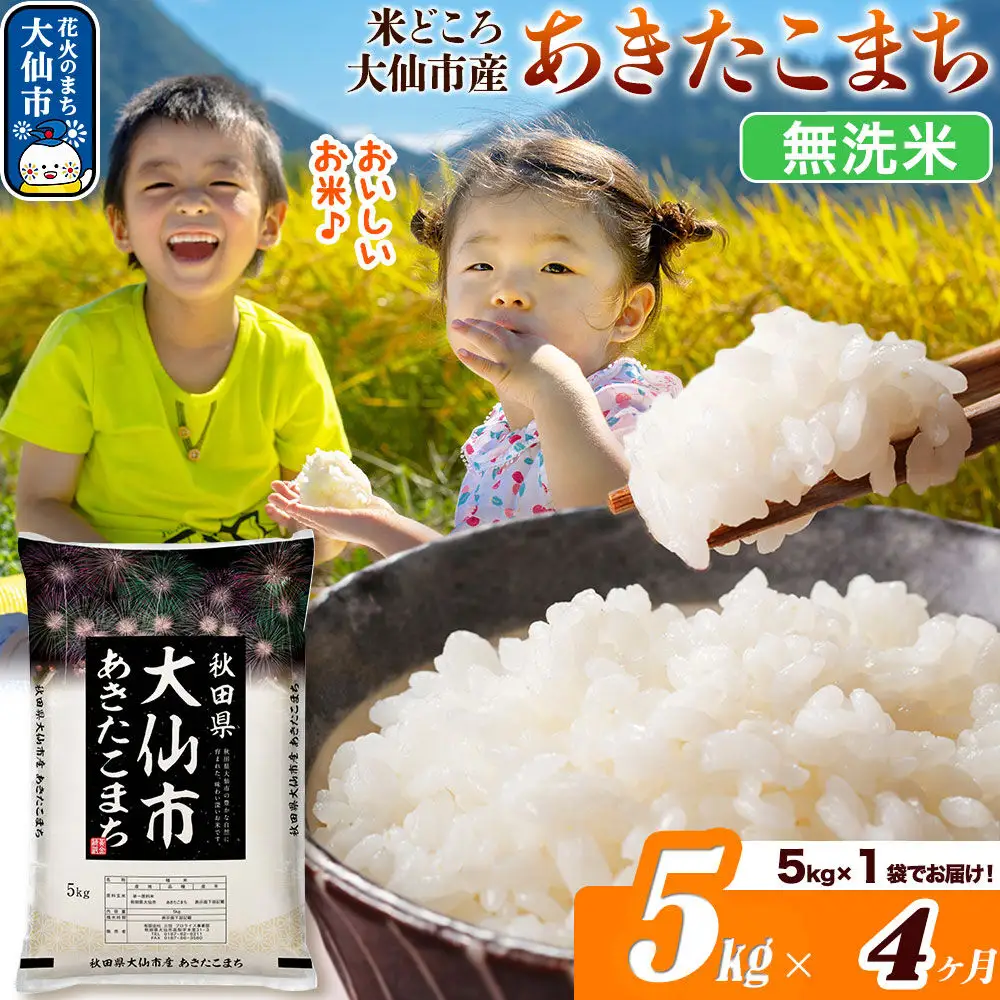 米《定期便4ヶ月》あきたこまち【無洗米】米どころ秋田県大仙市産 あきたこまち5kg（5kg×1袋）