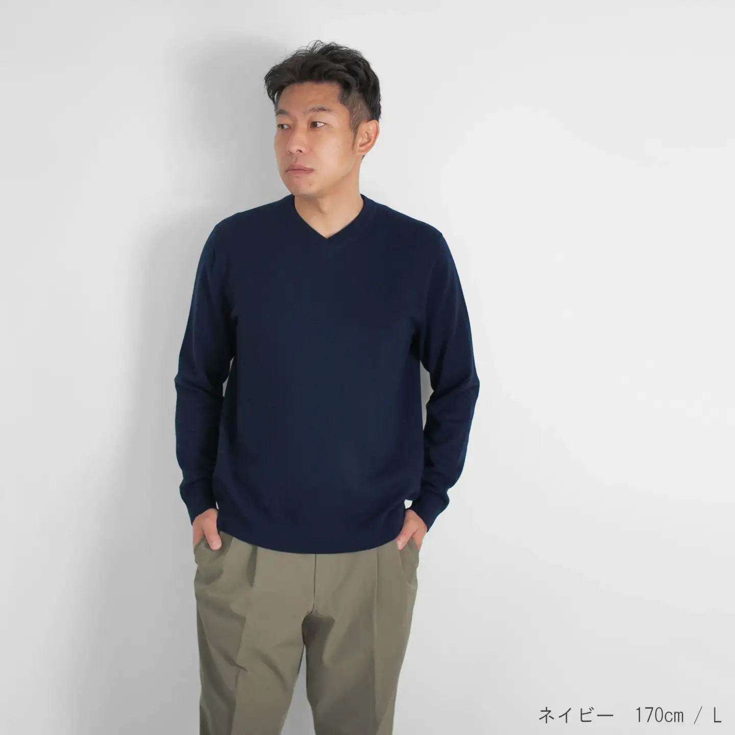 【先行予約】カシミヤVネックセーター ( ネイビー・M ) | メンズ ニット