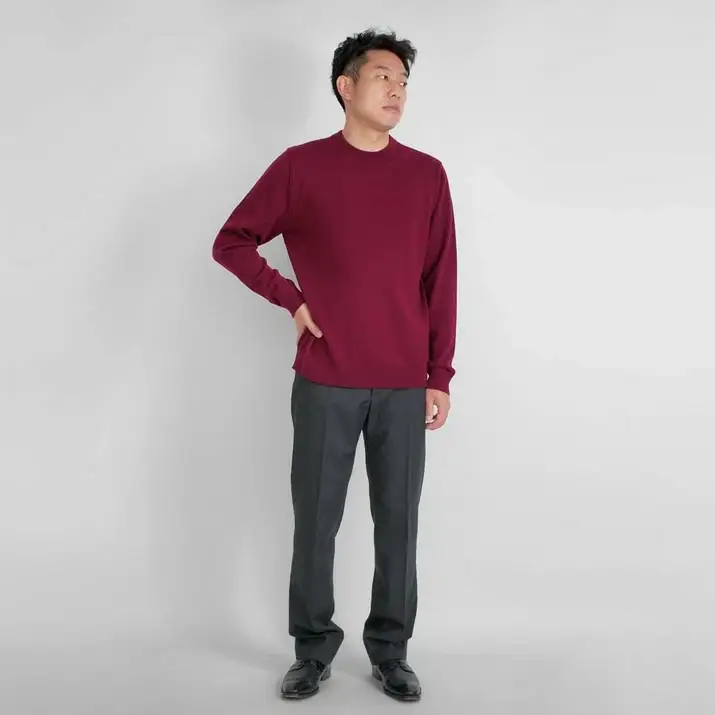 【先行予約】カシミヤニット クルーネック セーター ( エンジ・M ) メンズ