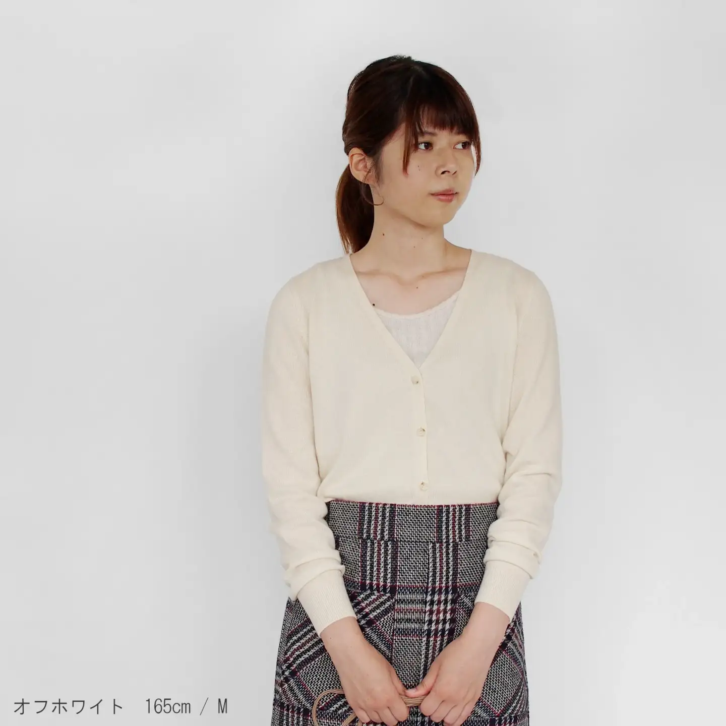 【先行予約】カシミヤニット Vネックカーディガン ( オフホワイト・M ) レディース