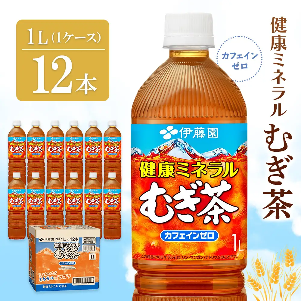 健康ミネラルむぎ茶 1L×12本(1ケース)K071036