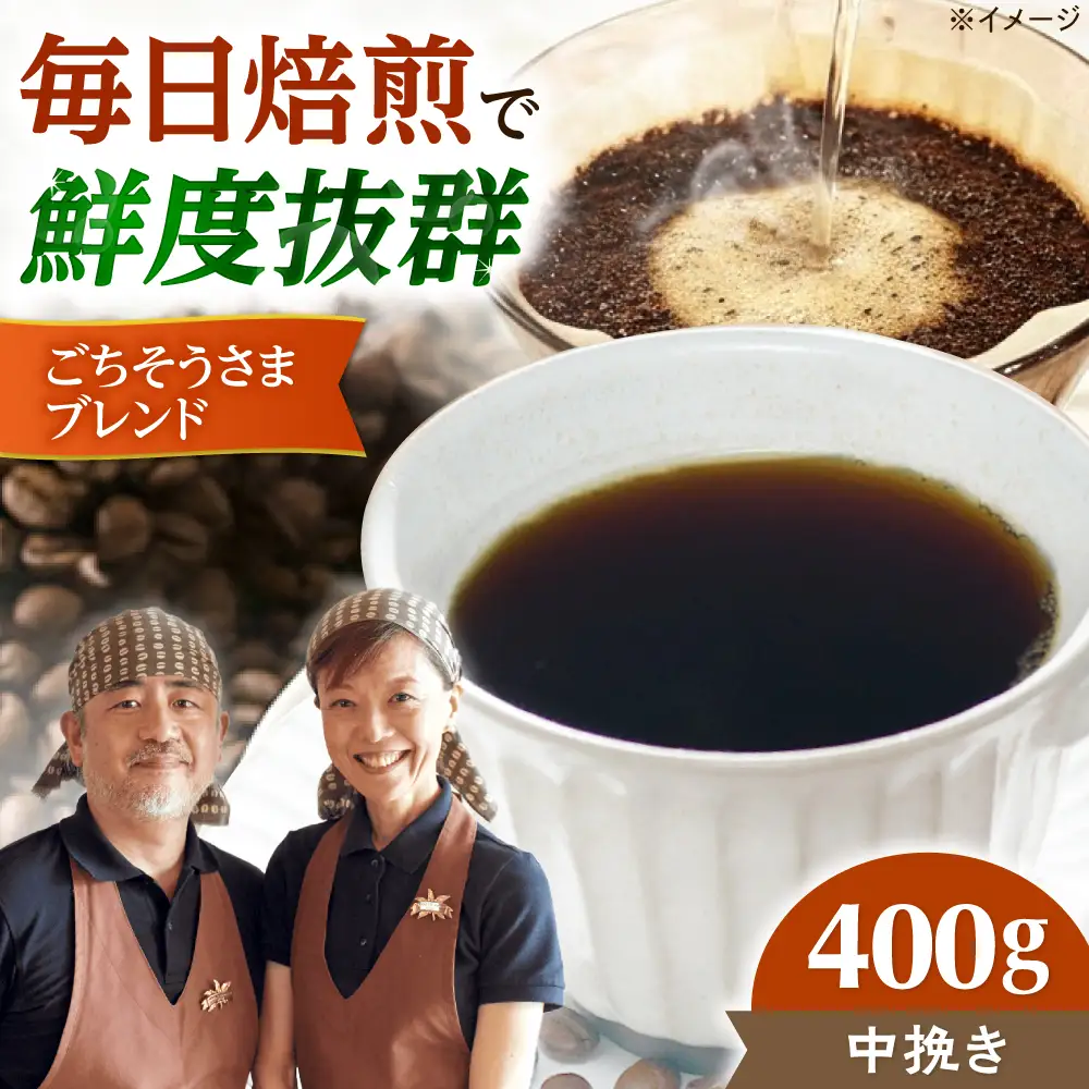 【スピード発送】ごちそうさまブレンド  400g 中挽き コーヒー 珈琲 豆 粉 コーヒー豆 コーヒー粉 ドリップ ギフト 大阪府高槻市/自家焙煎コーヒー マウンテン[AOEL011-02]