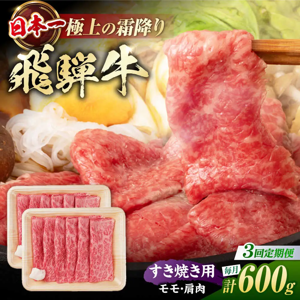 【3回定期便】飛騨牛 すき焼き用赤身 600g / 浅井商店[AWBJ024] 飛騨牛