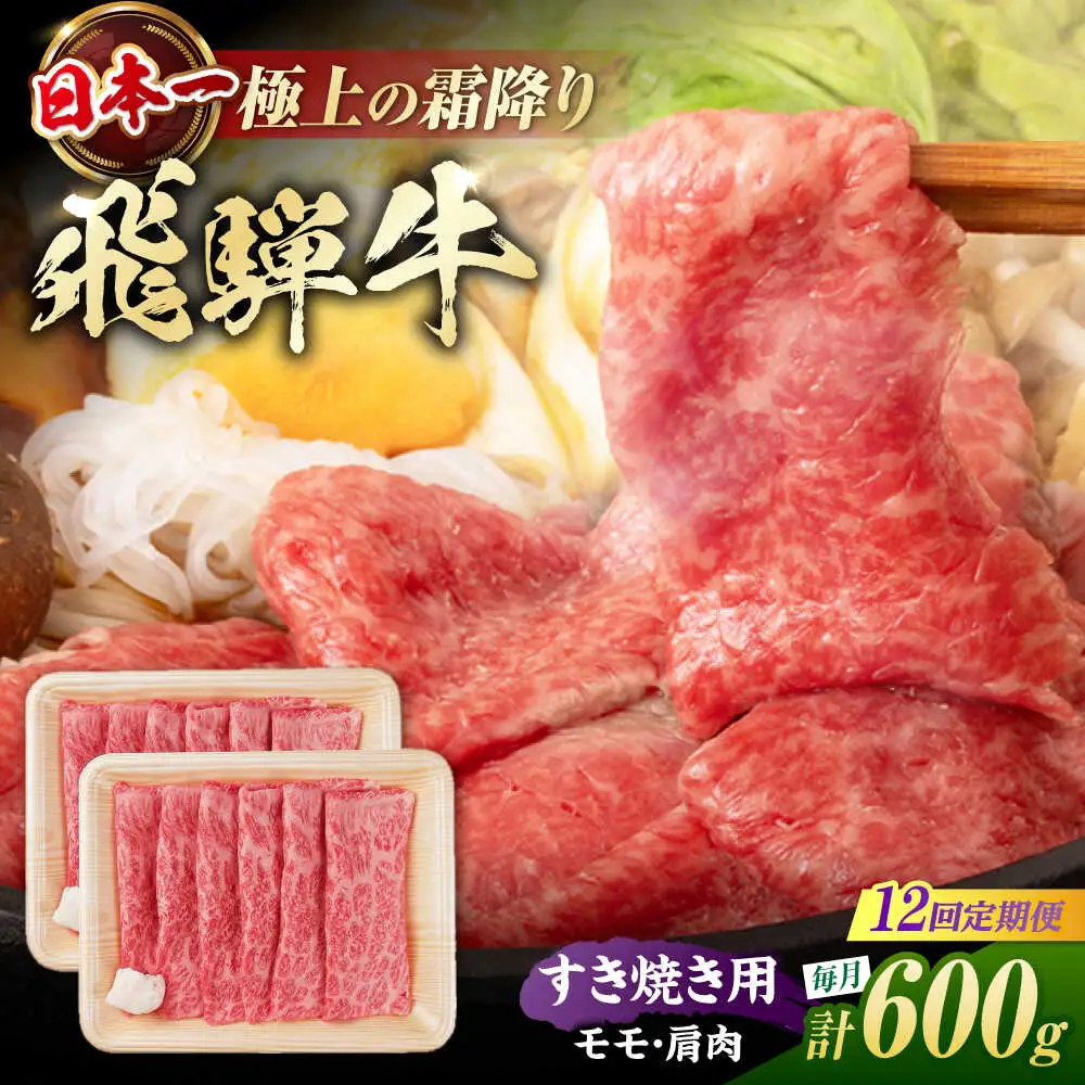 【12回定期便】飛騨牛 すき焼き用赤身 600g / 浅井商店[AWBJ026] 飛騨牛