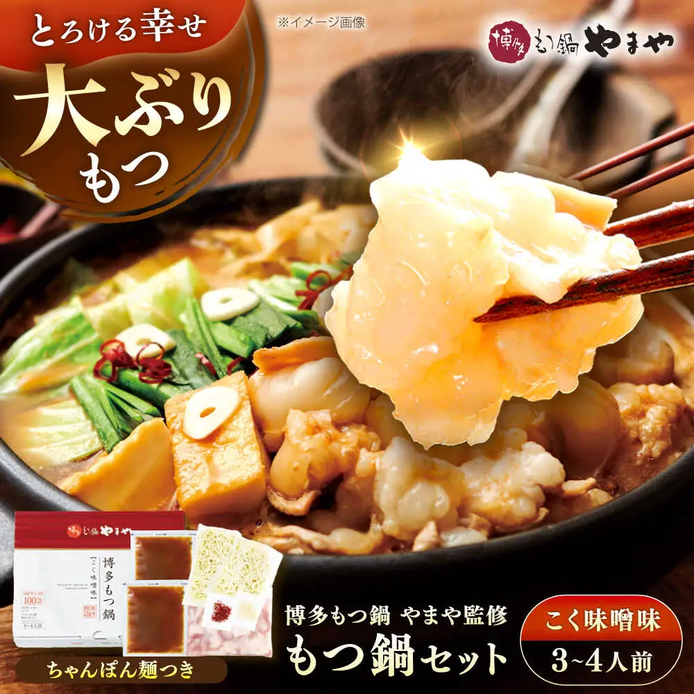 博多もつ鍋やまや もつ鍋セット こく味噌味 3-4人前 [VEN014]もつなべ モツナベ 味噌