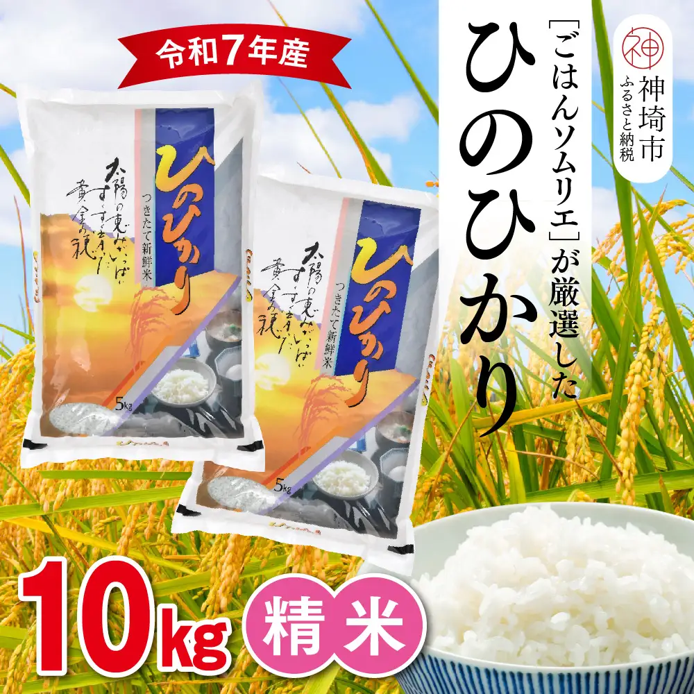 【令和7年産】ごはんソムリエが厳選 白米 ひのひかり 10kg(H063164)