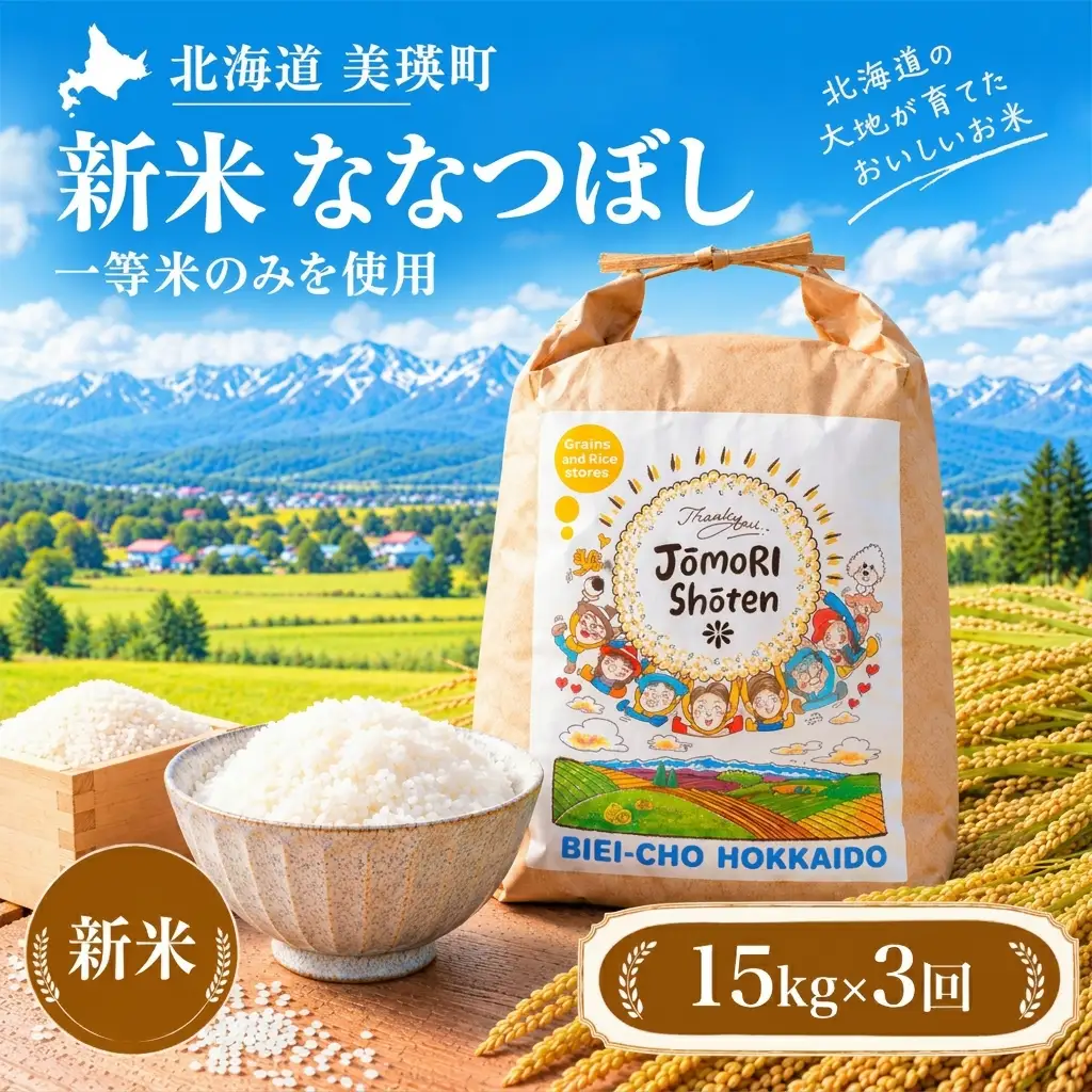 【3回定期便】白米 15kg （ 5kg × 3袋）ななつぼし 一等米 精米 ブランド米 定期便 【令和8年産】 城守商店