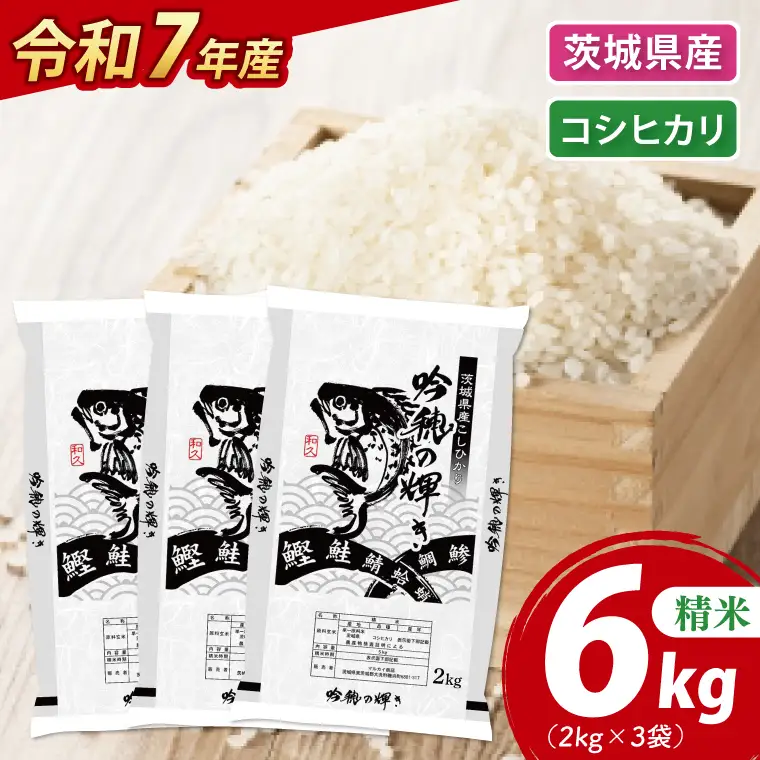 ＜令和７年産＞ コシヒカリ 6kg 2kg×3袋 精米 こしひかり 米 ごはん コメ お米 白米 国産 茨城県産_AR015