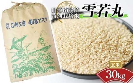 【金賞受賞農家】 令和7年産 特別栽培米 雪若丸 (玄米) 30kg 『あおきライスファーム』 山形南陽産 米 ご飯 農家直送 山形県 南陽市 [2601]