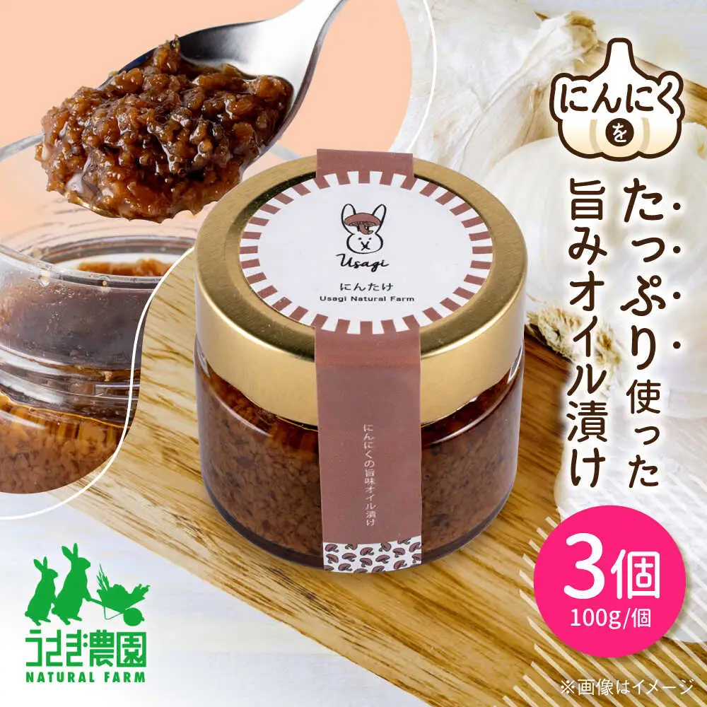 にん茸 にんにくの旨味オイル漬け 3個セット (100g×3個)【うさぎ農園】[AYDJ006]