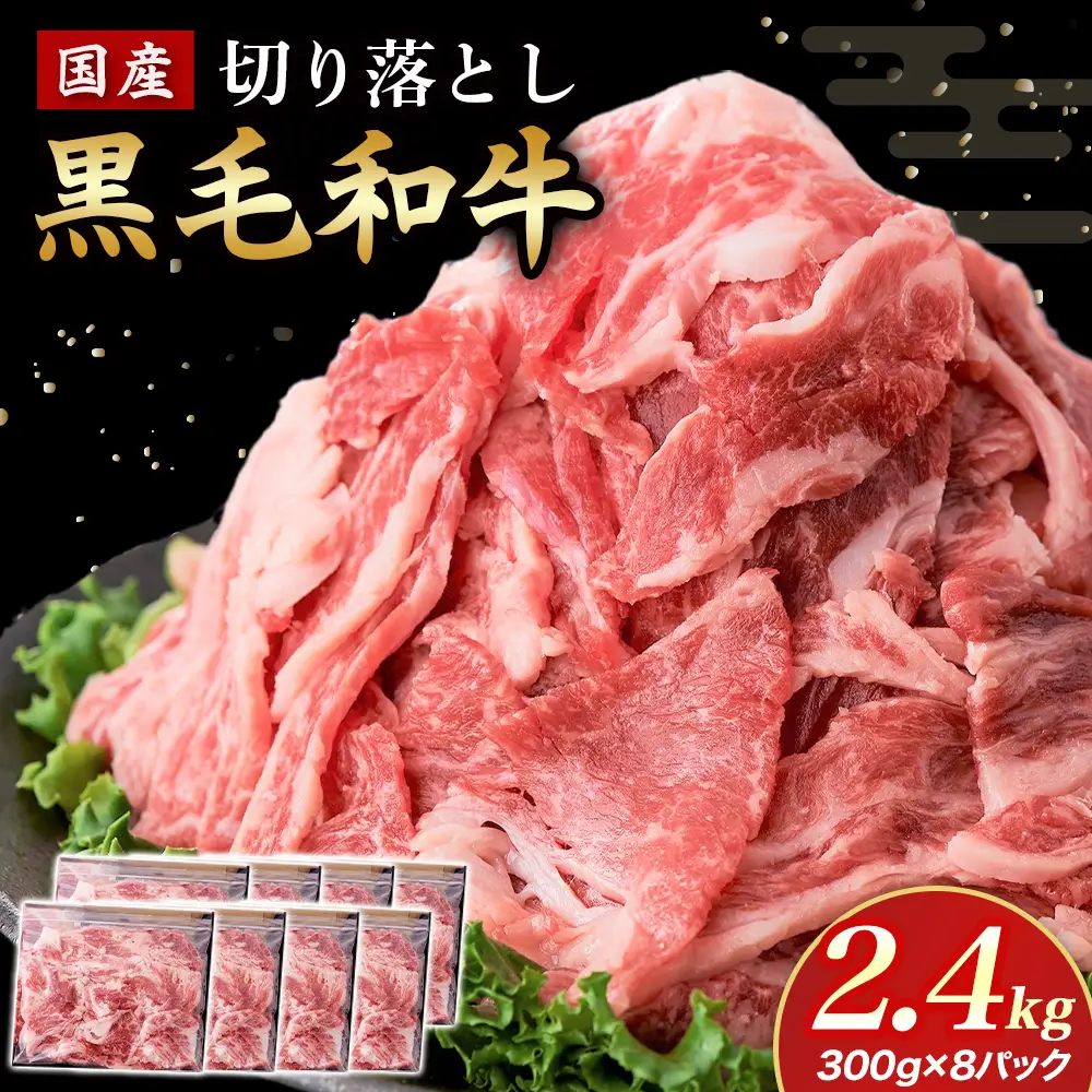 国産黒毛和牛切り落とし 2.4kg （ 国産 牛 牛肉 黒毛和牛 切り落とし 真空 小分け 冷凍 宮崎県 小林市 ）