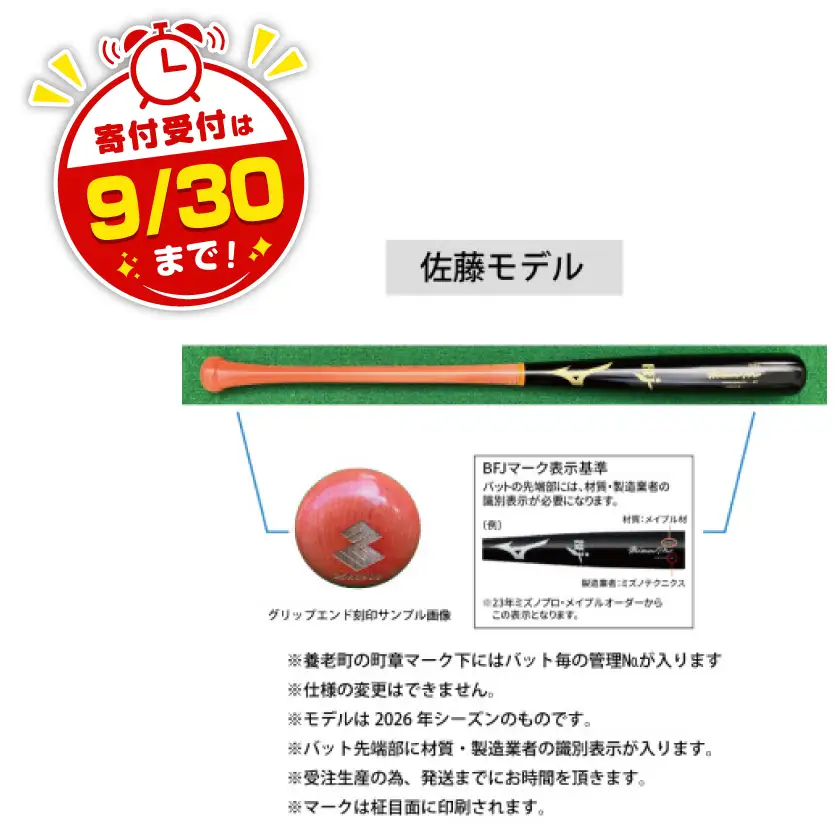 ミズノプロ【佐藤輝明モデル】硬式メイプル木製バット【1675519】