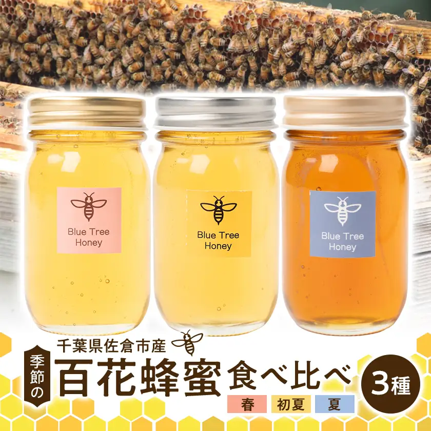 千葉県佐倉市産 百花蜂蜜 食べ比べセット(計3本)【1679008】