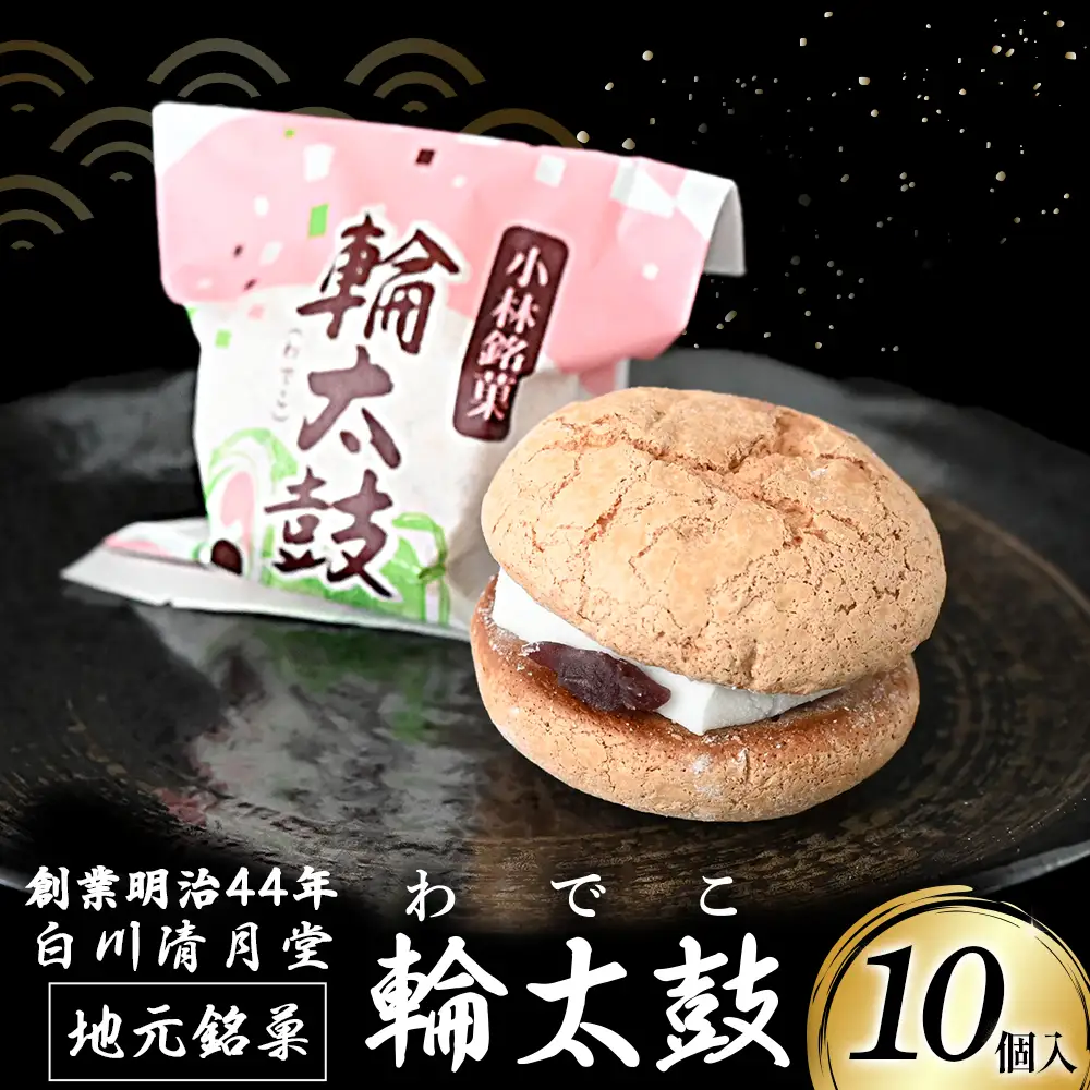 【地元銘菓】輪太鼓（わでこ） 10個入 （輪太鼓 わでこ 老舗 ブッセ お餅 餅 餡子 銘菓 お菓子 宮崎 小林市）