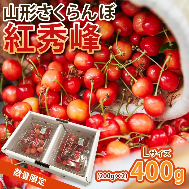 今が旬だよ！山形さくらんぼ！人気！紅秀峰 400g L玉 (200g×2) 【令和9年産先行予約】FS25-110