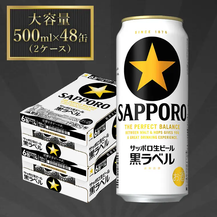 サッポロ ビール 黒ラベル 生ビール 500ml×24本×2箱 48本 千葉県 船橋市 缶ビール お酒