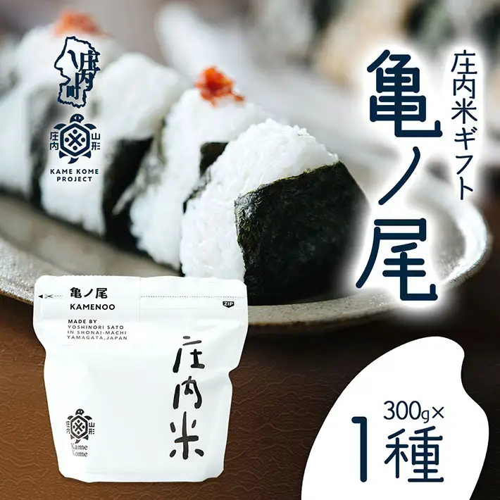 山形庄内かめこめプロジェクト 庄内米ギフト 亀ノ尾 300g×1袋 令和7年産 2025年産 ブランド米 コシヒカリの原点、亀の尾発祥の地 庄内