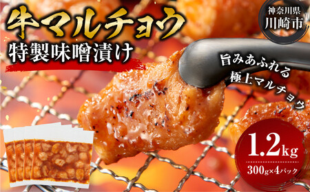 ＜訳アリ＞牛マルチョウ　特製味噌漬け　1.2kg(300g×4）【2026年9月発送】