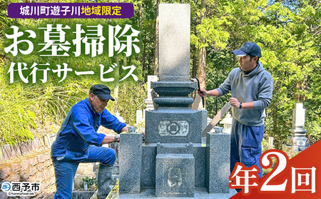 ＜遊子川地域限定 お墓掃除代行サービス（年2回）＞ 2基 墓所 墓石 お掃除 清掃 雑草取り ゴミ拾い 代理 代行 お手入れ お供え 供養 花立 線香台 水鉢 雑草取り お墓参り お手入れ 遊子川ゲストハウス コッコロん 愛媛県 西予市 SUG0005