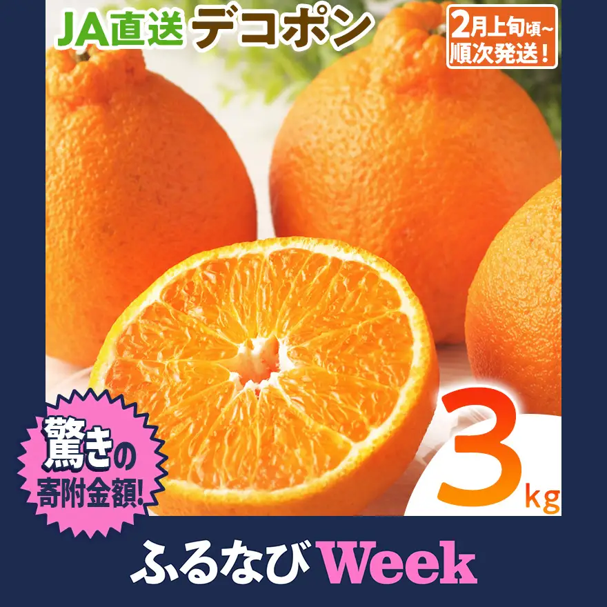 【ふるなびWEEK対象】デコポン 3kg 【2月上旬頃から順次発送】 不知火 デコポン
