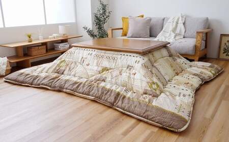 手織り風ギャベデザイン アムルこたつ掛布団 205cm×205cm BE（ベージュ） 1枚 こたつ掛布団 コタツ掛布団 炬燵掛布団 こたつ コタツ 炬燵 福岡県 柳川市
