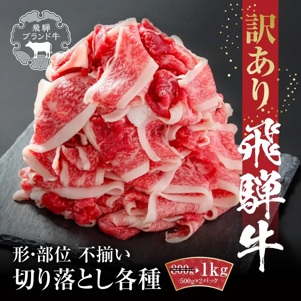訳あり 飛騨牛 切落とし 1kg(500g×2パック) 冷凍真空パック MZ035VC13