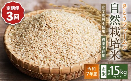 【3ヶ月定期便】さとうファームの自然栽培米（玄米5kg）ふっくら つやつや おいしい 美味しい 贈り物 単一原料米