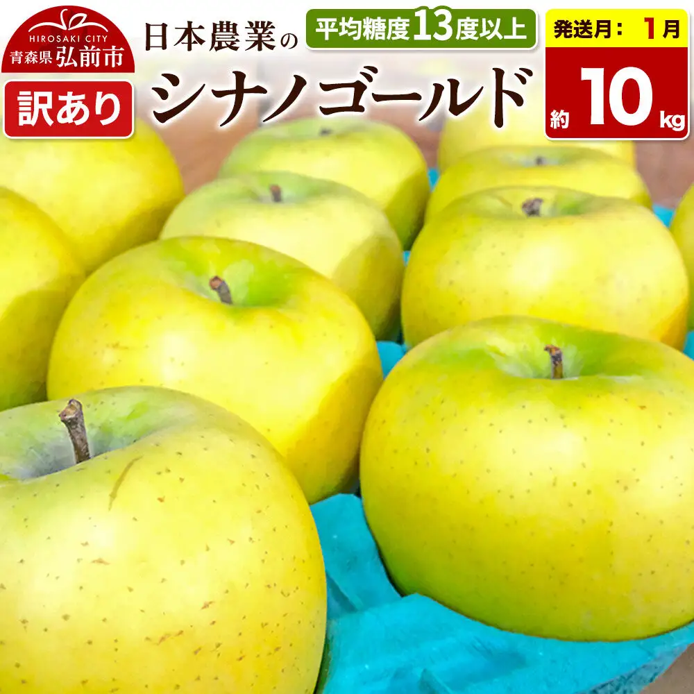 【27年1月発送】りんご シナノゴールド【訳あり】約10kg 平均糖度13度以上 青森県 弘前市 果物 フルーツ 林檎 リンゴ くだもの 不揃い 規格外