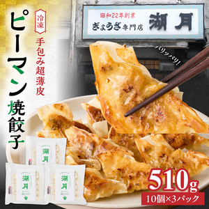 冷凍ピーマン焼餃子 _ 10個 × 3パック タレ付き ぎょうざ専門店 湖月 自家製 手作り 職人技 冷凍 ピーマン 餃子 薄皮 ジューシー 焼き餃子 香ばしい 香り 食感 おかず おつまみ お取り寄せ お取り寄せグルメ 福岡県 久留米市 送料無料  〔Cx254〕