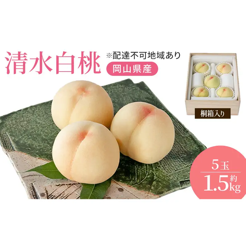 桃 2026年 先行予約 岡山特産 清水白桃 約1.5kg 5玉 桐箱入りもも モモ 岡山 国産 フルーツ 果物 ギフト 桃茂実苑