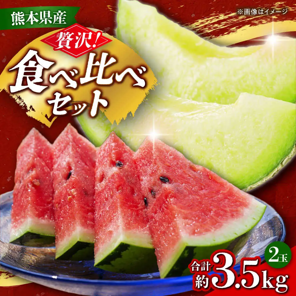【先行予約】 小玉スイカ＆肥後グリーンメロンの食べ比べ 各1玉（計2玉 約3.5kg） すいか 小玉 メロン グリーンメロン 熊本 フルーツ 野菜 果物 【日本フルーツ株式会社】[ZFJ040]