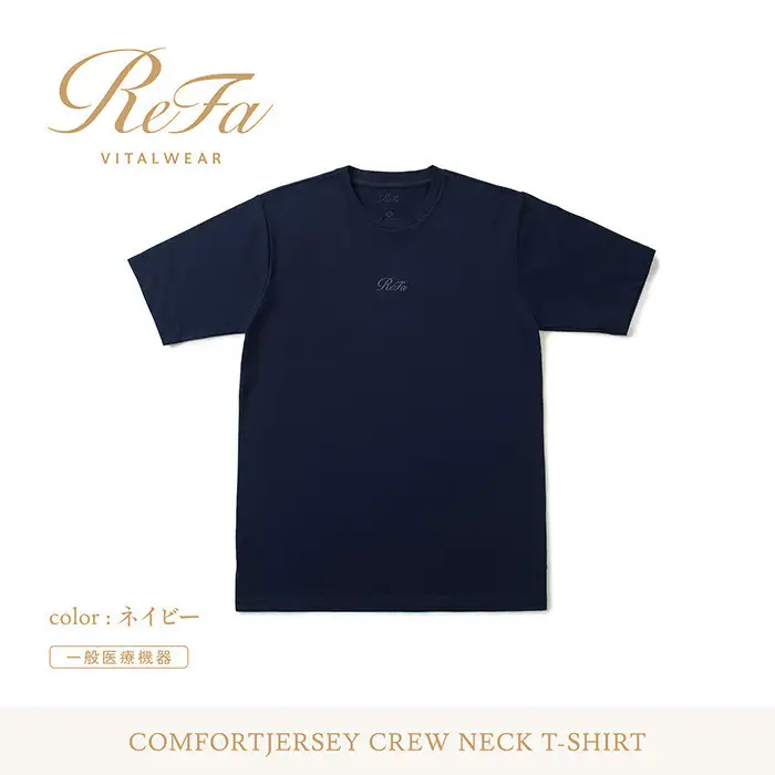 【ネイビー 3Lサイズ】リファ バイタルテック コンフォートジャージー クルーネックTシャツ