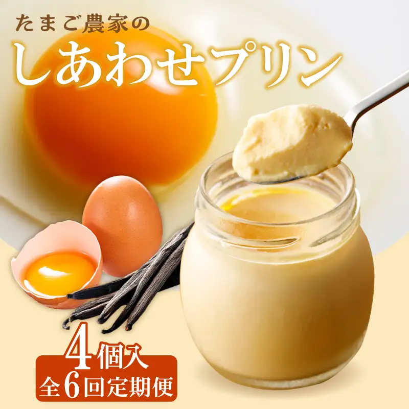 【定期便6ヶ月】たまご農家のしあわせプリン 4個セット ココテラス デイリーファーム 常滑牛乳 デザート スイーツ なめらかプリン ギフト お取り寄せ たまご 卵 米卵 こだわりプリン グルメ 瓶入り おやつ 鶏卵 洋菓子 お菓子 プレゼント グルメ 愛知県 常滑市 定期便