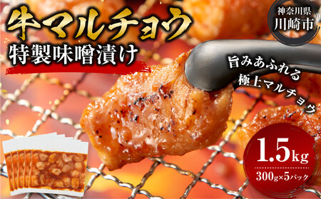 ＜訳アリ＞牛マルチョウ　特製味噌漬け　1.5kg(300g×5）【2026年10月発送】