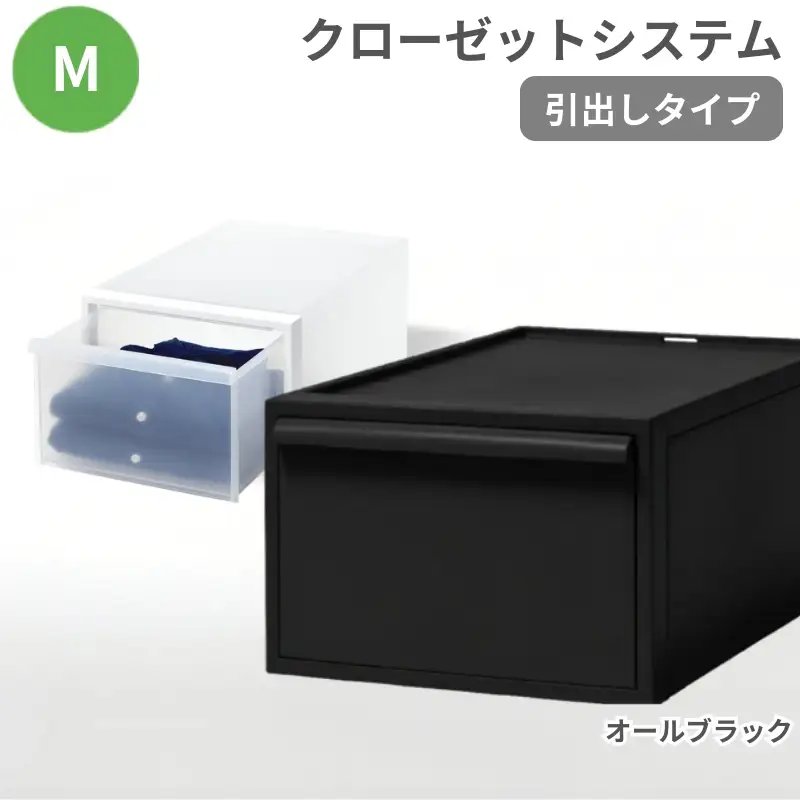 クローゼットシステム 引出しタイプM　CS-D2 (7色からお好きなカラーが選べる)  ／ オールブラック  収納 ライクイット like-it 奈良県 葛城市【like097-4A】