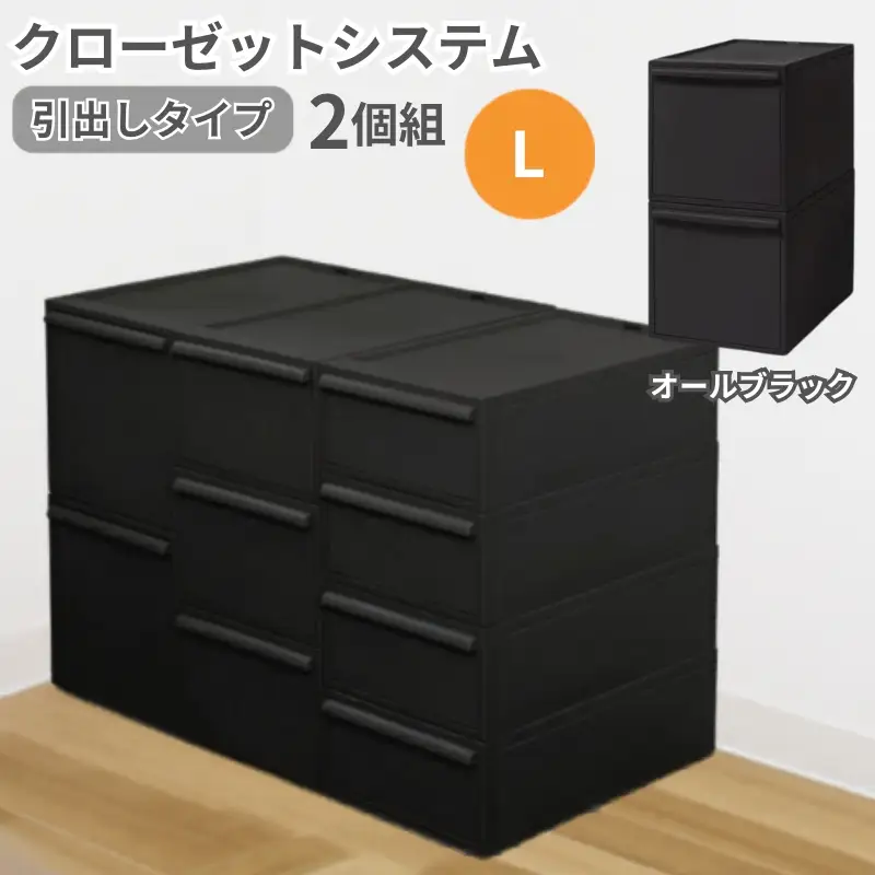 クローゼットシステム 引出しタイプL　2個組　CS-D3 2P (5色からお好きなカラーが選べる) ／ オールブラック  収納 ライクイット like-it 奈良県 葛城市【like101-5A】