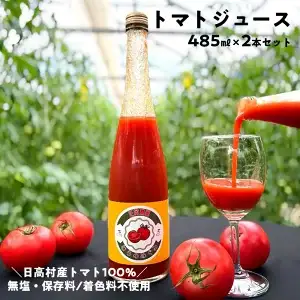 【ふるなびWEEK対象】 高知県日高村産 トマトジュース 485ml×2本　無塩・無添加・保存料不使用の完熟トマト100％ジュース