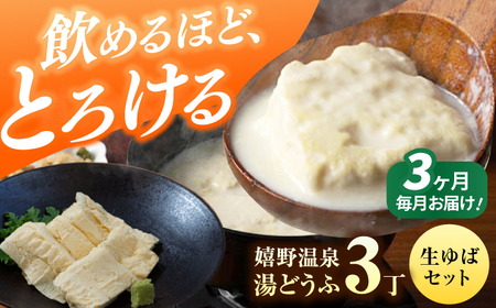 定期便  嬉野温泉湯どうふ3丁＋生ゆばセット藤川とうふ店 [NBT110] 全3回