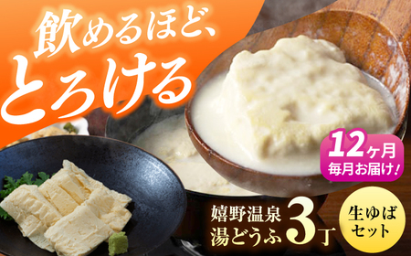 定期便  嬉野温泉湯どうふ3丁＋生ゆばセット藤川とうふ店 [NBT112] 全12回