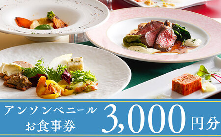 レストラン「アン・ソン・ベニール」お食事券【3,000円分】 myz00 myz11 myz15 myz18