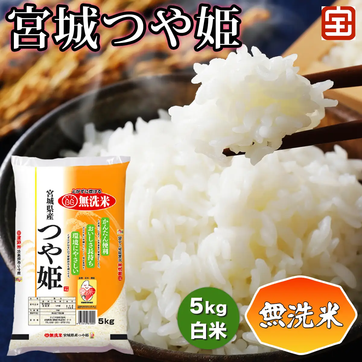 令和7年産 無洗米 宮城つや姫 5kg (白米) [0364]