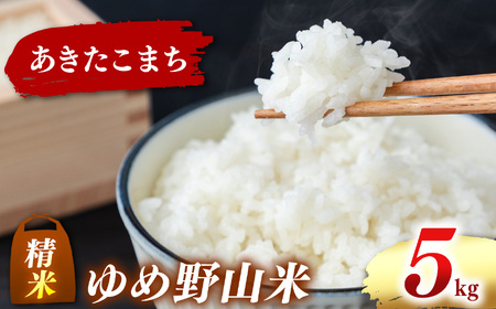大和五條の「ゆめ野山米」 あきたこまち 精米 5kg （5kg×1袋）【令和7年産】 | コメ 米 こめ 精米 あきたこまち もちもち 奈良県  五條市