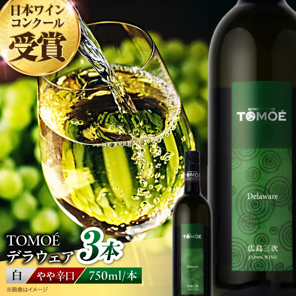 ワイン TOMOE デラウェア 白 やや辛口 750ml×3本 受賞 [APAZ090] 白ワイン