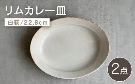 【瀬戸焼】リムカレー皿 2枚セット（白萩）【株式会社カネ三商店】 / 皿 食器 カレー皿 ギフト プレゼント / 瀬戸市[BBDD012]